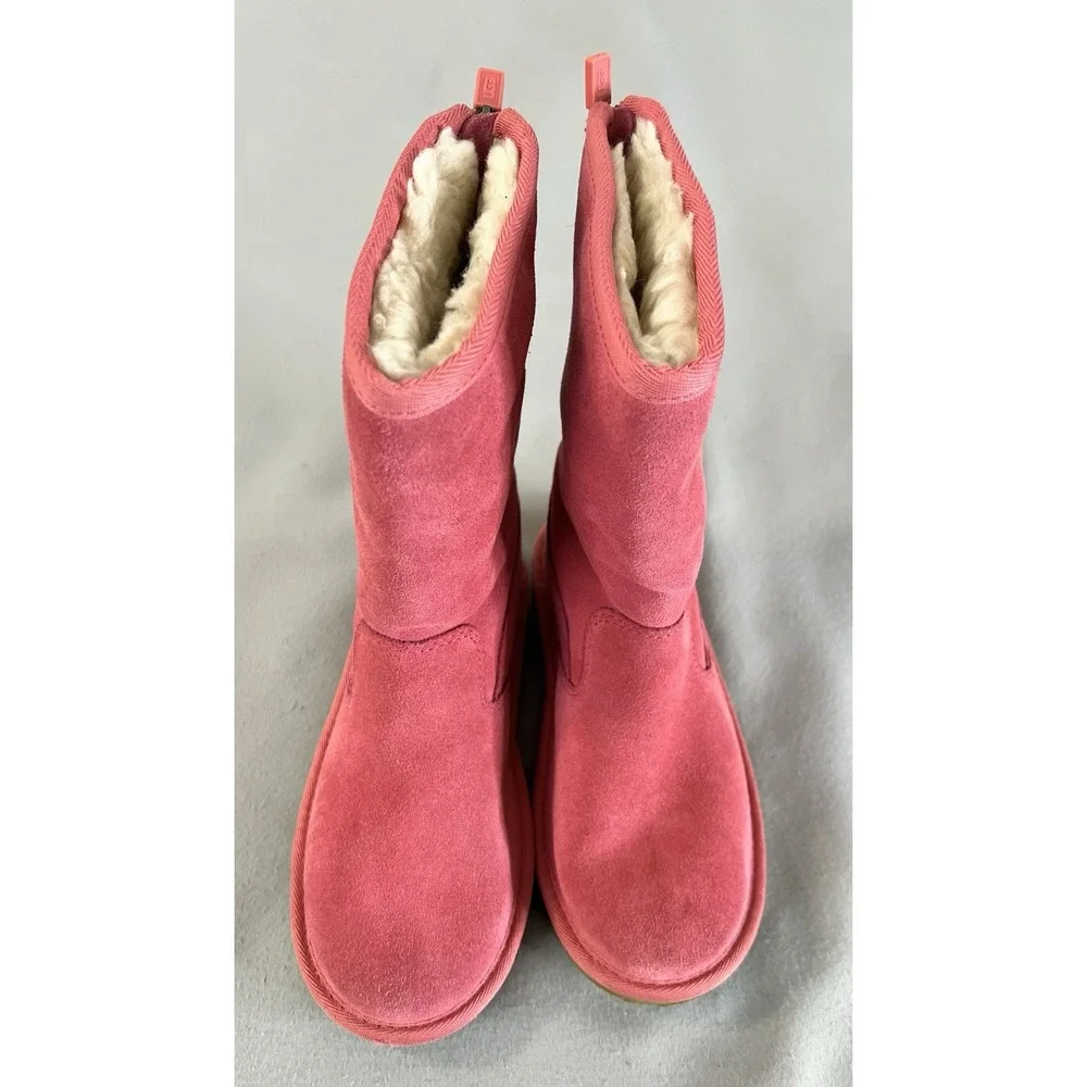 UGG Lil Sunshine II Back Zipper Suede Kids Boots Pink ‎ Size 1